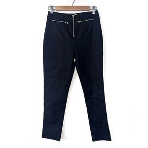 Princess Polly Black Flagstaff Coated Zipper Embellished Pants Size 8